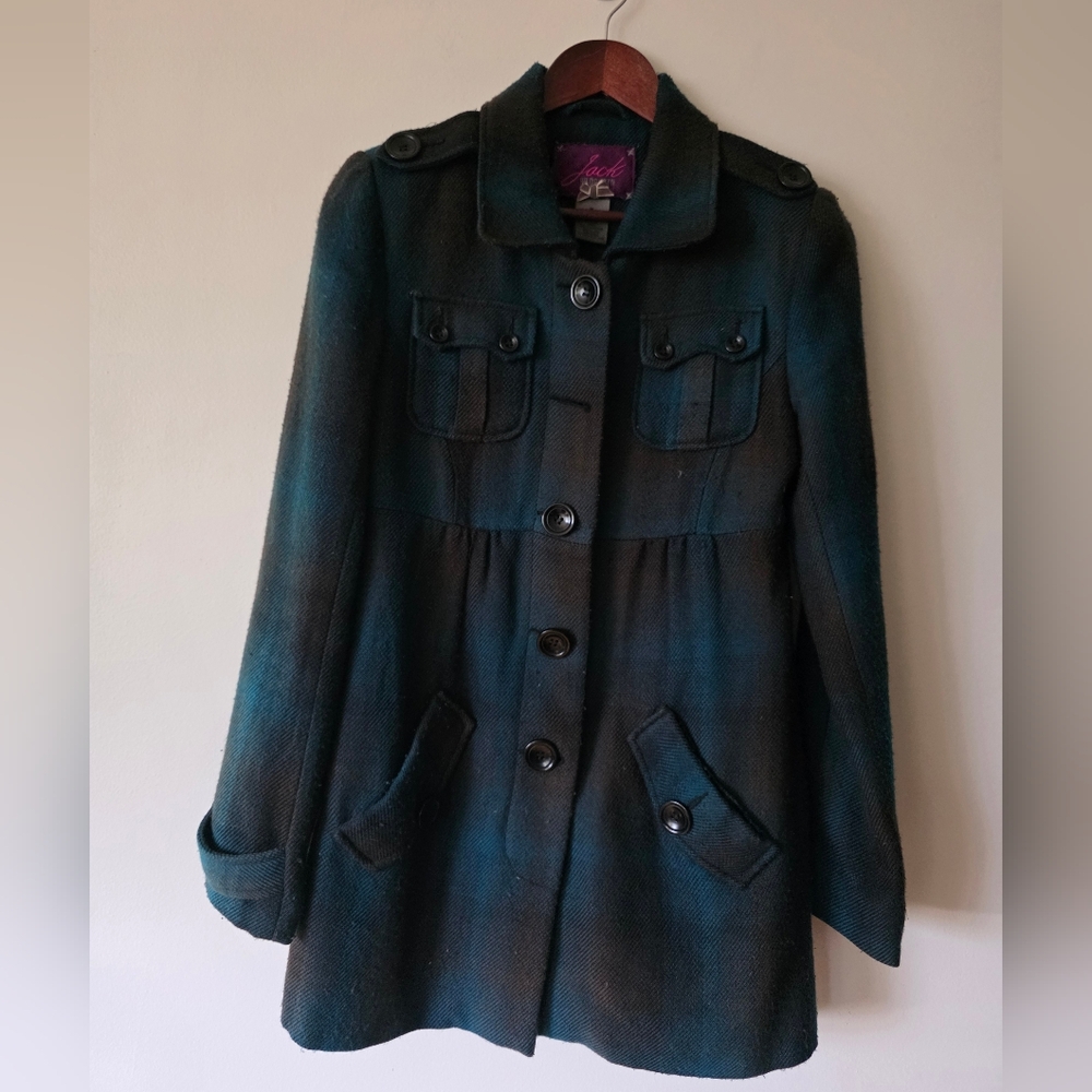 Jack by BB Dakota Teal Wool Blend Military Jacket